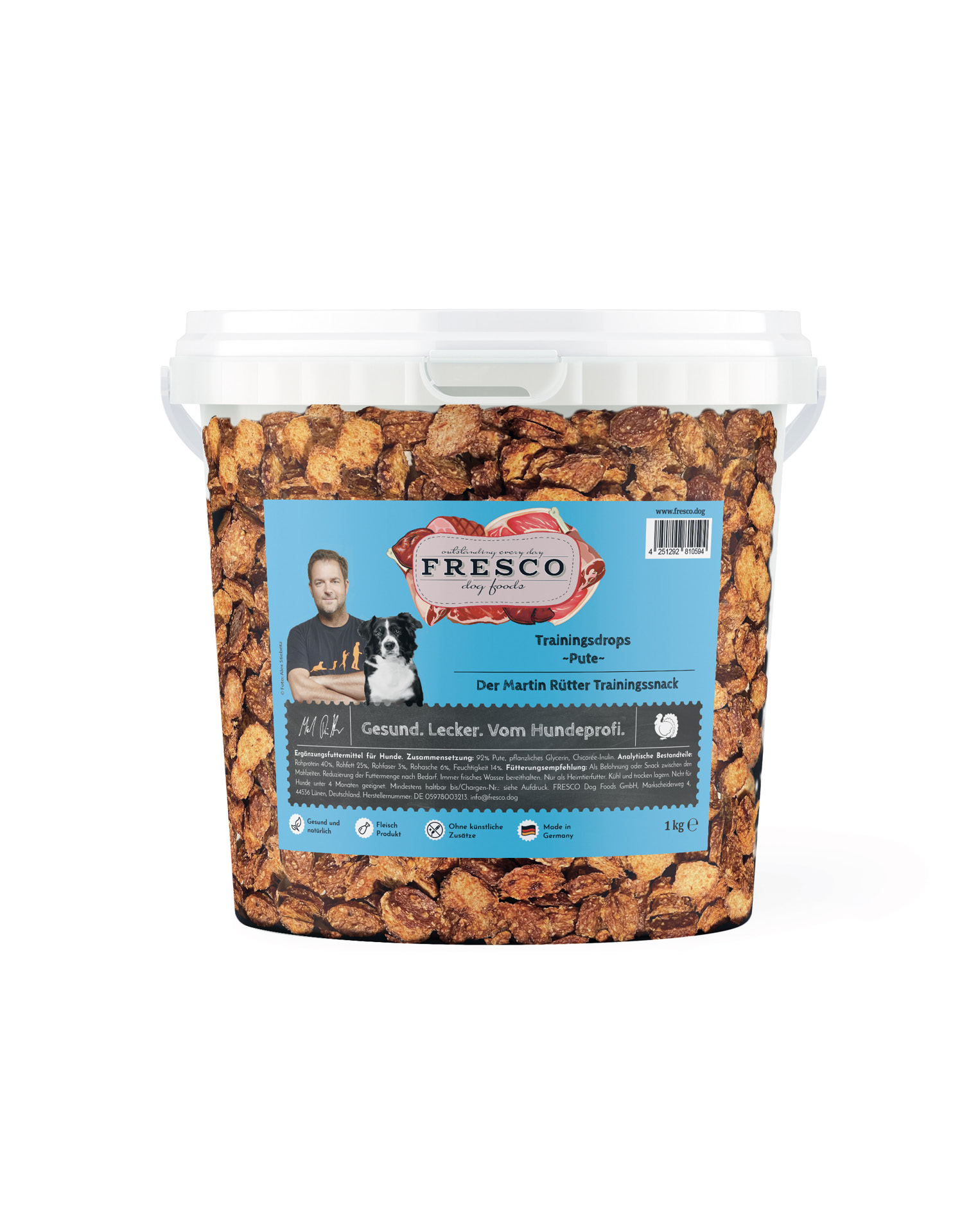 Martin Rütter Trainingsdrops Pute 1kg Eimer Packshot
