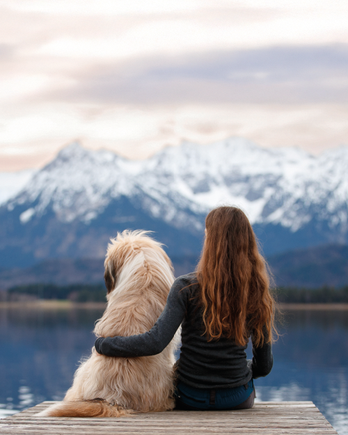 Hund mit Frauchen