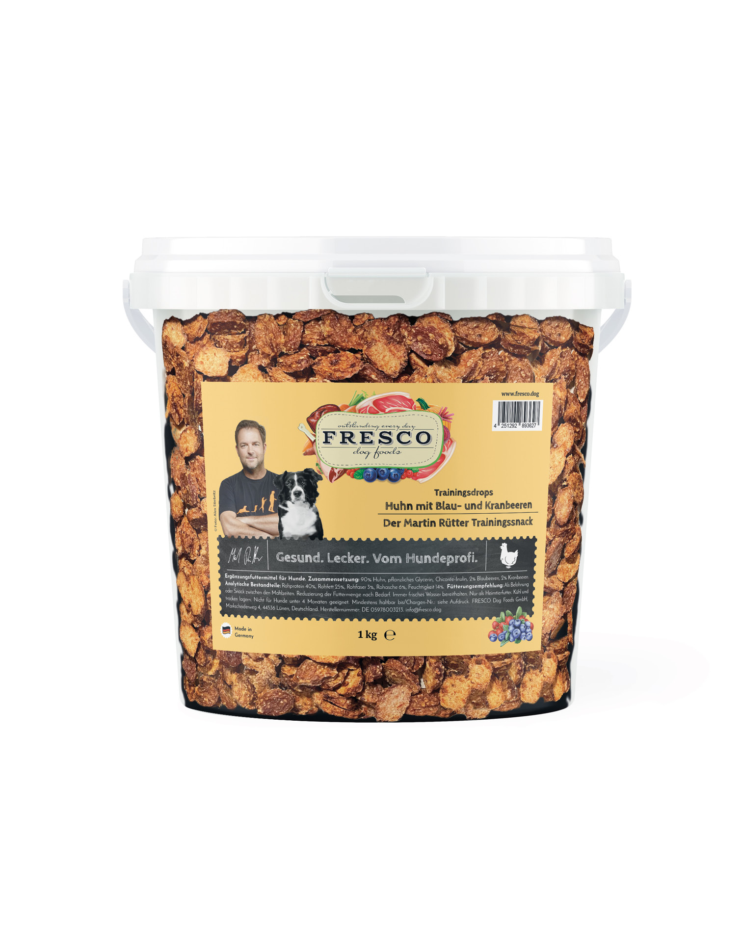 Martin Rütter Trainingsdrops Huhn mit Blaubeeren und Kranbeeren 1kg Eimer