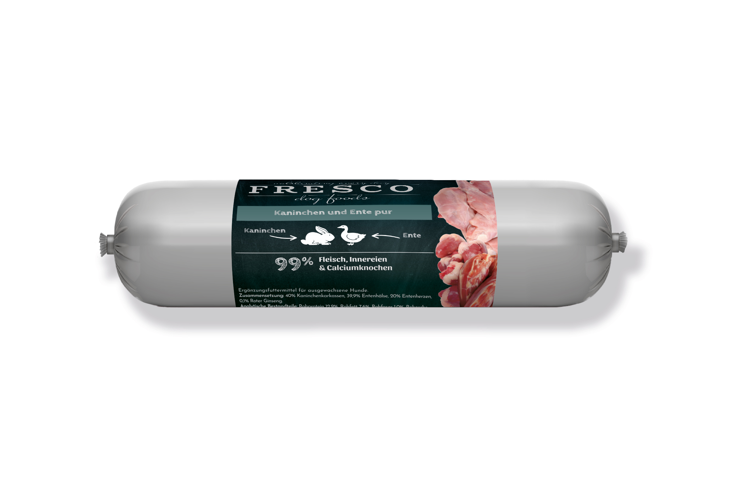 FRESCO Barfwurst Kaninchen und Ente Verpackung