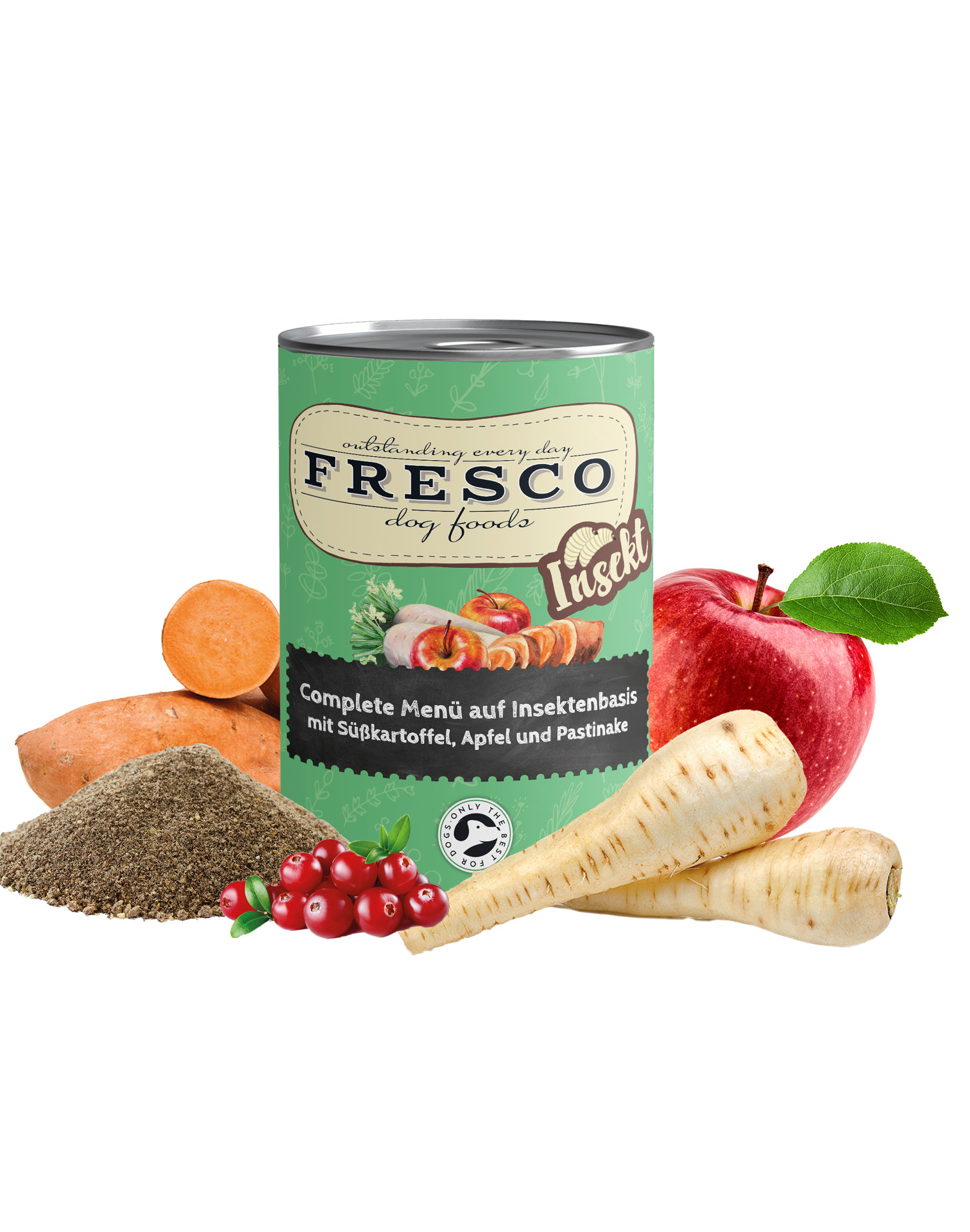 NassBarf Complete-Menü auf Insektenbasis mit Süßkartoffel, Apfel und Pastinake Packshot