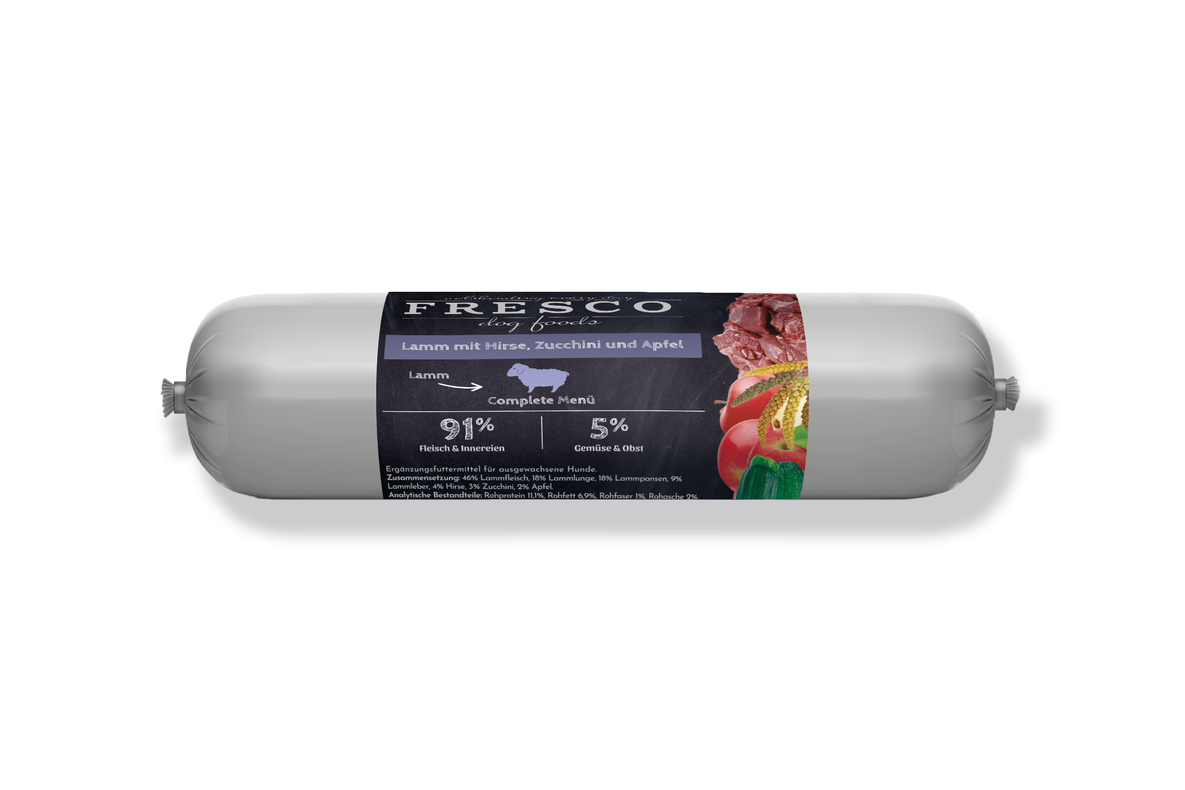 FRESCO Barfwurst Lamm mit Hirse Verpackung